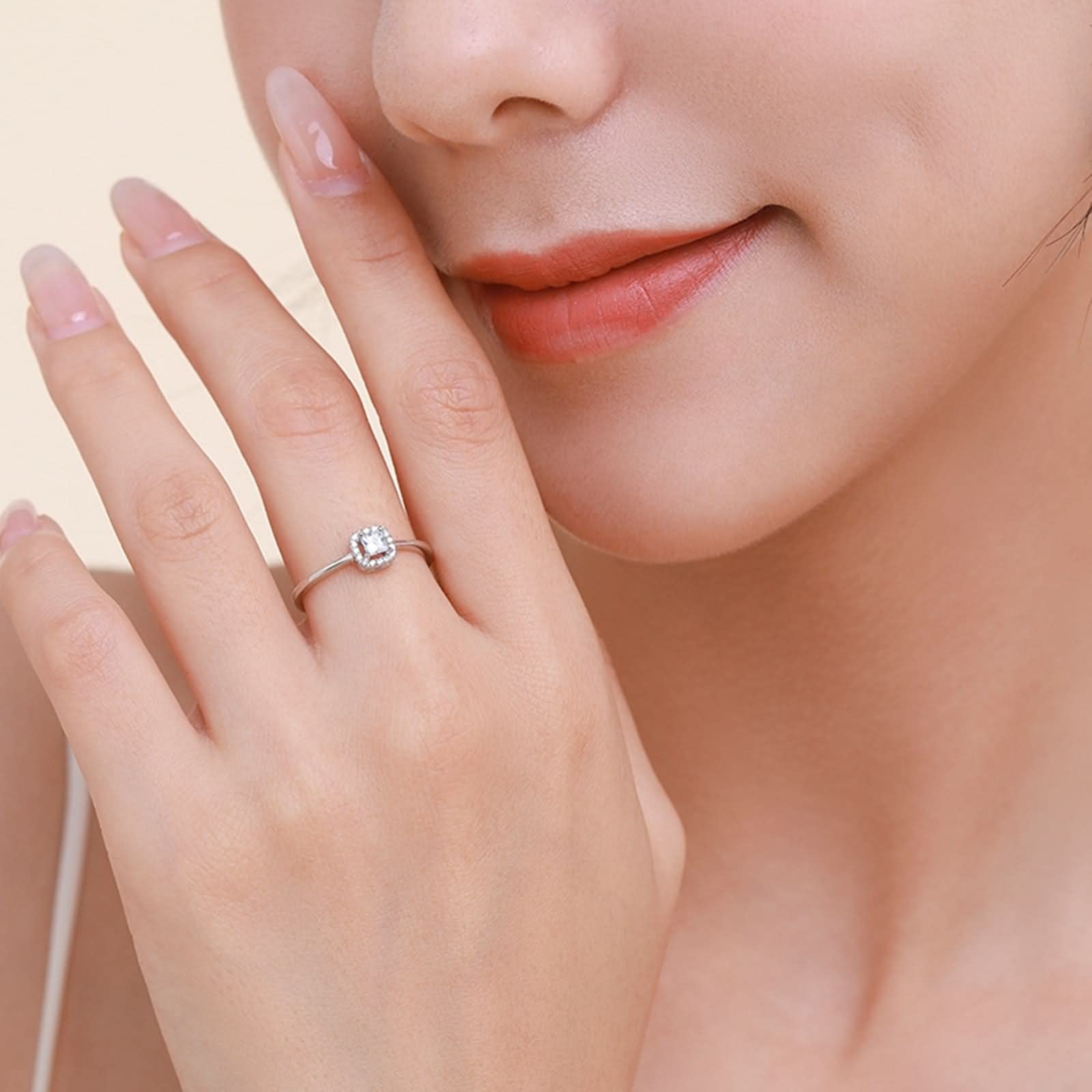 WXKAGF Eheringe für Frauen, Schmuck, Ringe aus Sterlingsilber, quadratischer Zirkon-Silberring mit Strasssteinen