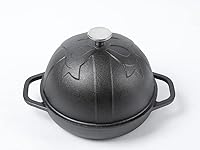 Vista 9 de HAWOK Cloche de pan de hierro fundido, diámetro 7.8 pulgadas/20cm, 0.95 cuartos de galón, bandeja para hornear de masa madre esmaltada azul marino