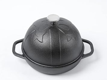 HAWOK Cast Iron Bread Cloche, Dia.7.8inch/20cm, 0.95qt, Sourdough Baking Pan Pre-seasoned Black
