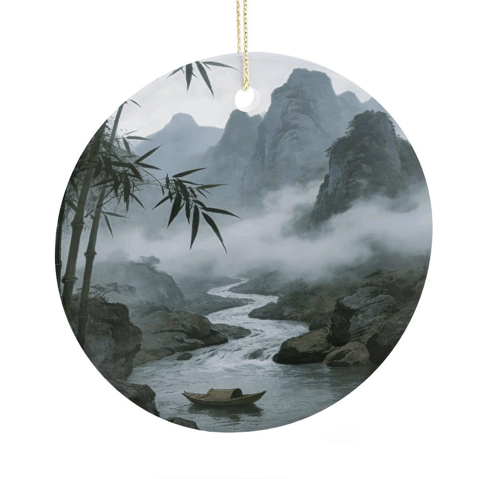 Fodpand Women's Style Rainy And Misty Return Of The Boat Ceramic Christmas Ornament,Wall Hanging Decor Windows Hanging Decor Best Friend Birthday Gifts, Friendship Gifts Car Hanging Ornament Gift For Girls, Teachers