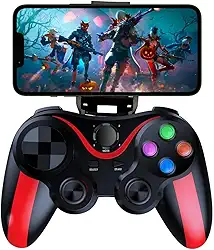 Controle Bluetooth para Celular, iOS, Android, PC, Suporte Integrado, Gamepad Recarregável com Joystick Ergonômico, Compatível com Smart TVs, Jogos Mobile, Ideal para Jogos e Aplicativos G7 (Vermelho)