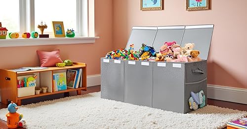 Miniatura 5 de Organizador de almacenamiento de juguetes extra grande con tapa, caja de juguetes grande plegable con diseño de caja de almacenamiento para