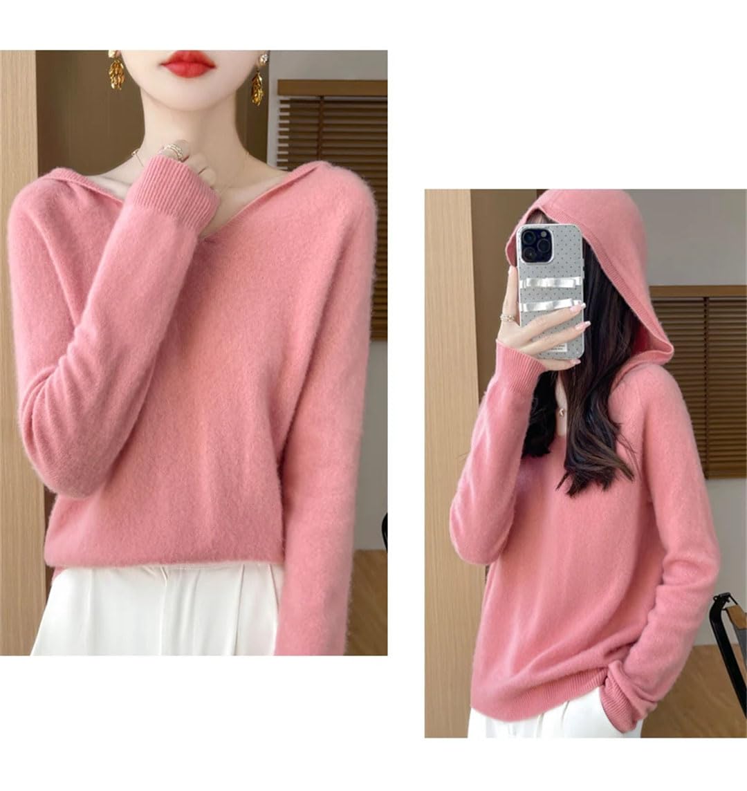 Damski piękny kardigan niewolnik kaszmirowy sweter luźna bluza z kapturem zima wygodny top