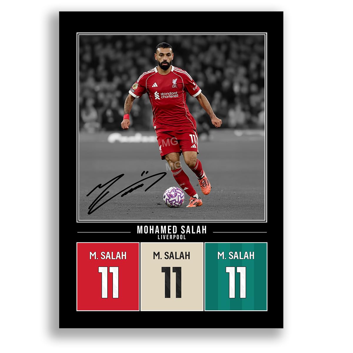 Mohamed Mo Salah Liverpool Signed Photo Poster Print Picture Display Framed Autograph Memorabilia for Football Fans Gift Egypt (A4 poster Only Black)