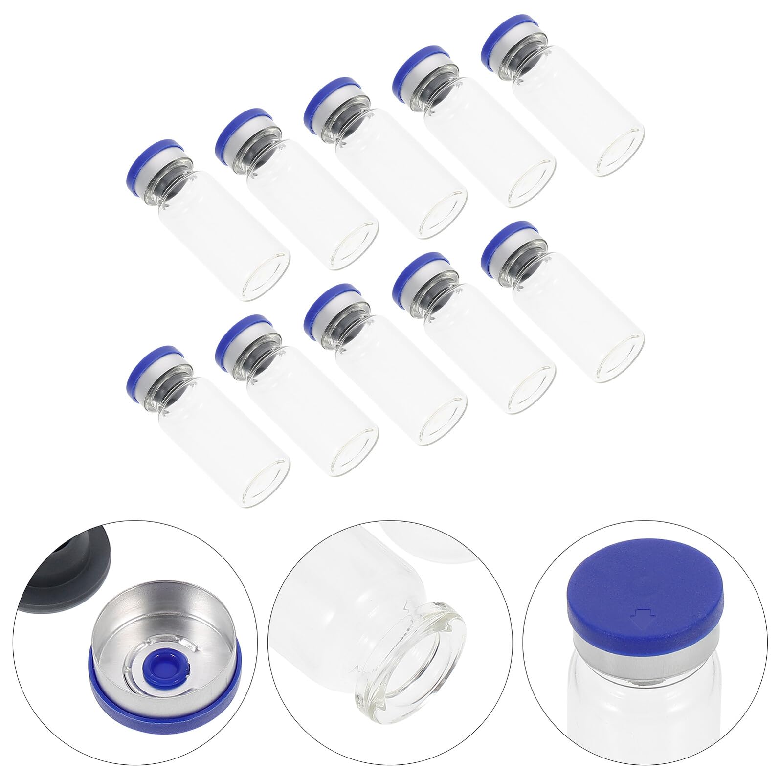Mikinona 100stücke Glasprobenfläschchen Transparent mit Deckel für Ätherische Öle Wiederbefüllbar Durchsichtig Experimentierfläschchen Fläschchen mit Deckel