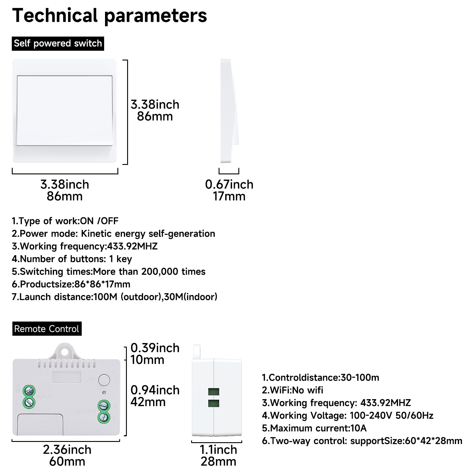220v interruptor inalambrico autoalimentado cinetico interruptores inalambricos sin bateria rf interruptor remoto pulsador inalambrico conmutador luz inalambrico para iluminacion del hogar