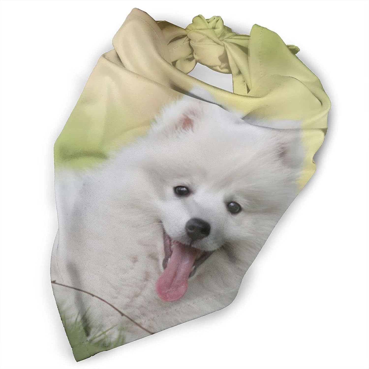 ユニセックスポリエステル製口タオル 白いスピッツ犬印のナプキン 多機能三角形食事 ユニセックスポリエステル製口タオル 白いスピッツ犬印のナプキン 多機能三角形食事