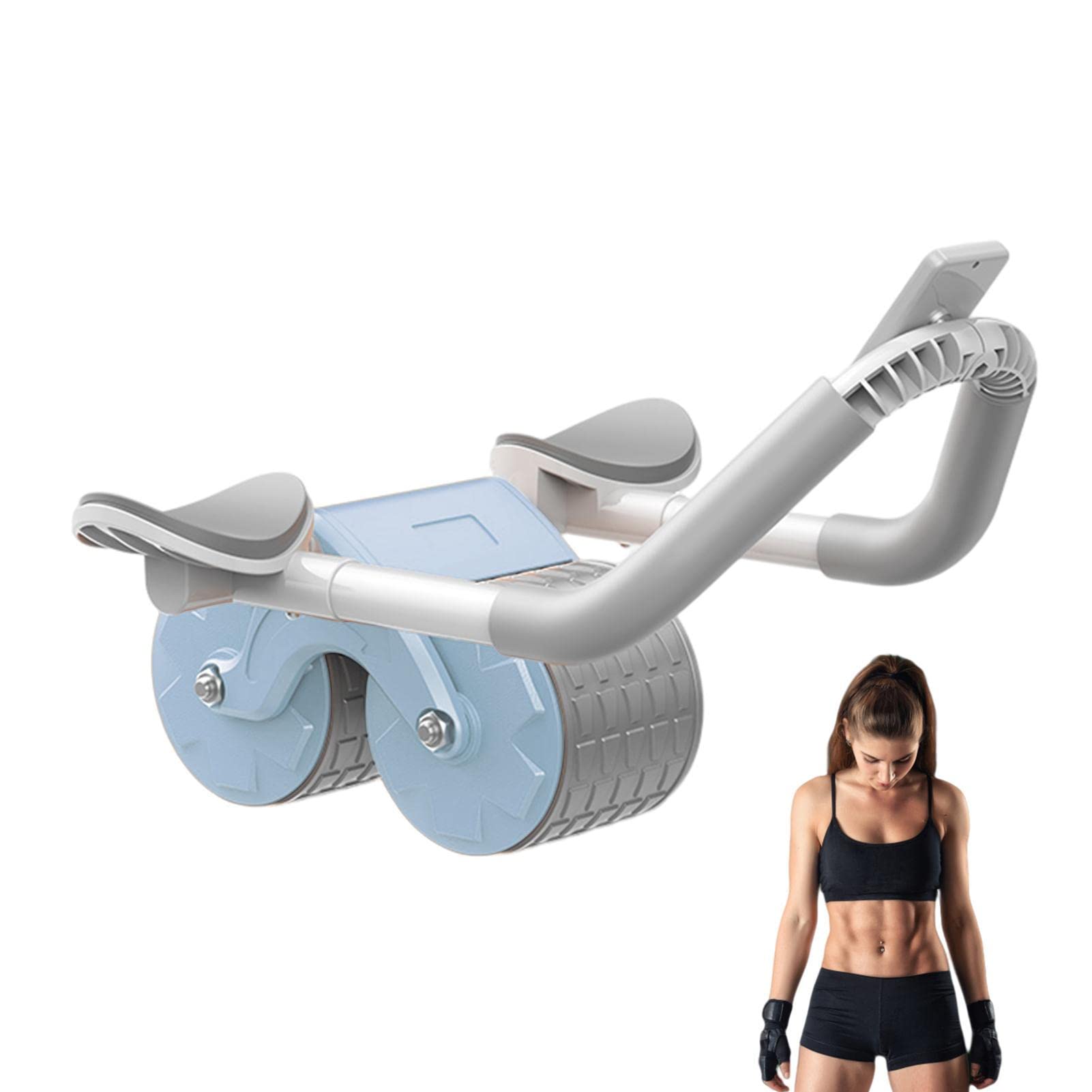 Rodillo abdominal con rebote automático, rueda abdominal para ejercitar los abdominales | Rodillo abdominal con rodillera, entrenamiento de fuerza central, equipo de fitness para ejercitar los