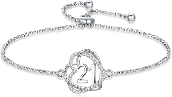 TOUPOP Gifts for Women Her Heart Bracelet 925 Sterling Silver Forever Love Heart Bracelet Sweet Year Old Jewelry Anniversary Birthday Gifts Women Mom Girlfriend Wife Grandma