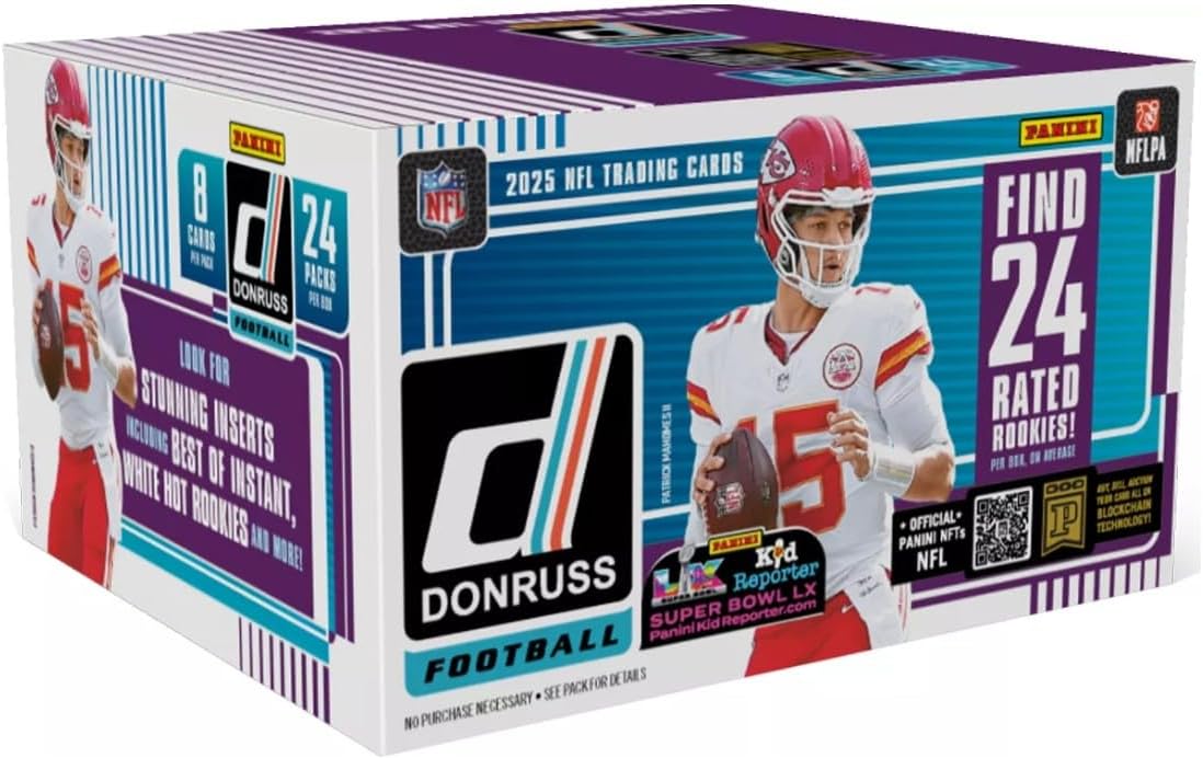 NEW 2025DONRUSS Football Card Huge Retail Box, 192 Cards - 24 Rated Rookies Per Box!