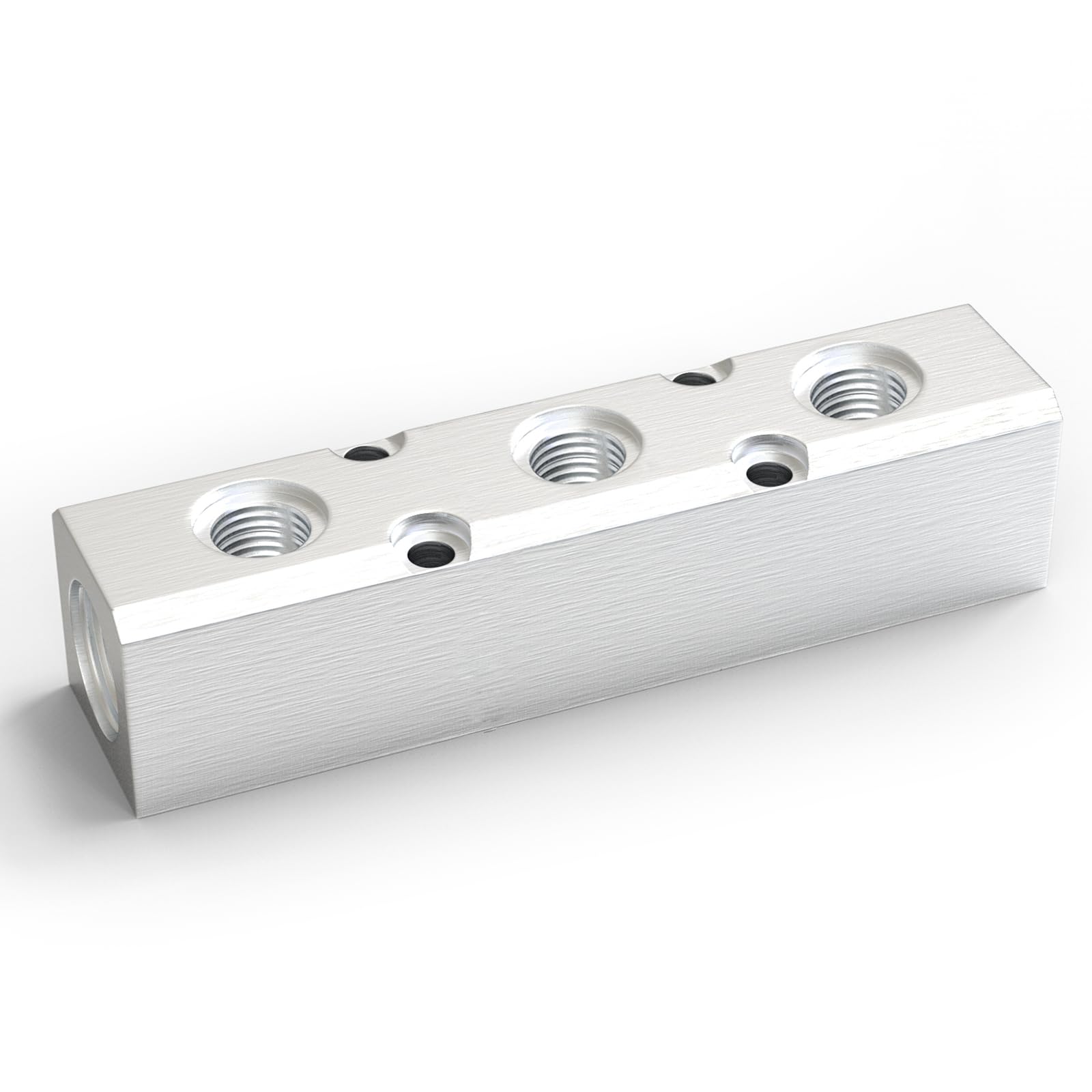 GASHER 2 Pièces Aluminium 3 Way 5 Port Pneumatic Manifold Air Distribution Block Splitter 1/4" Output Port 1/2" Supply Port