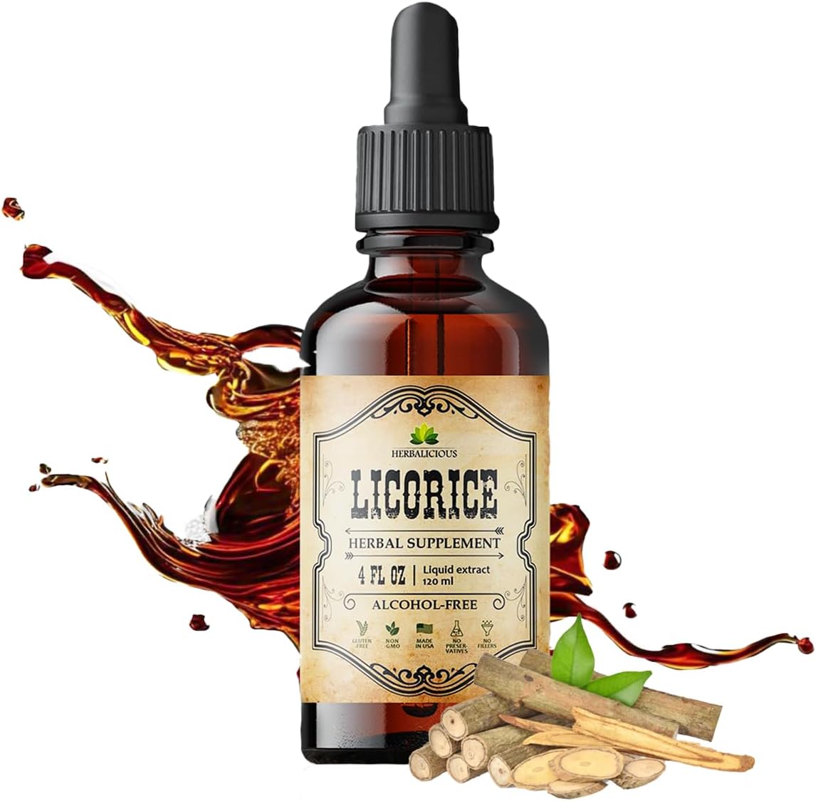 Licorice Root Extract Glycyrrhiza Glabra - Organic Herbal Supplement for Digestion Restore Respiratory Health Fatigue & Immunity Support Vegan Gluten Free Liquid Tincture 4 Fl Oz