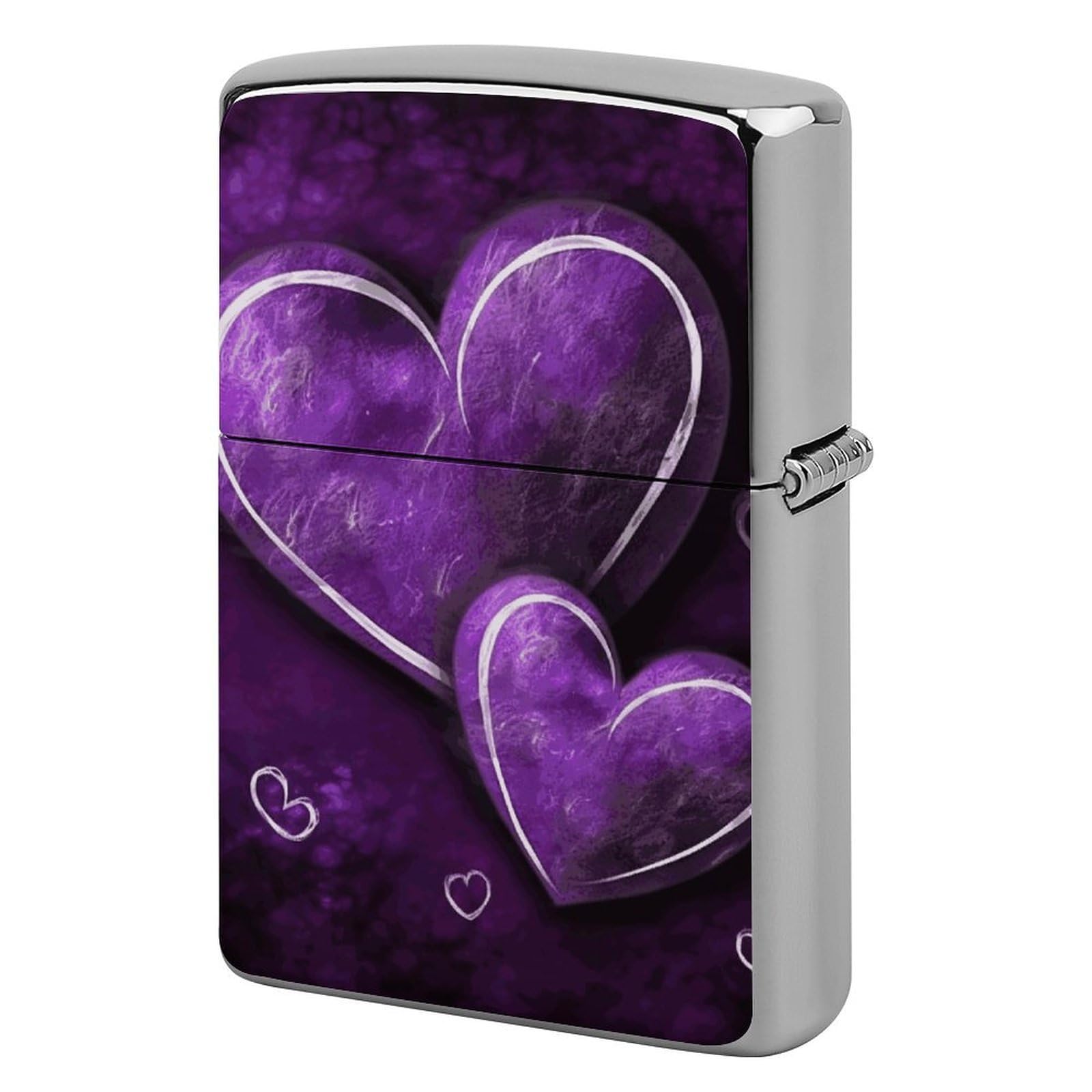 Purple Hearts Lighter Case for Men, Personalized Lighter Cover for Valentine's Day Gifts, Flip-Top Lighters Shell for Outdoor, Portable Lighters Protective Sleeve