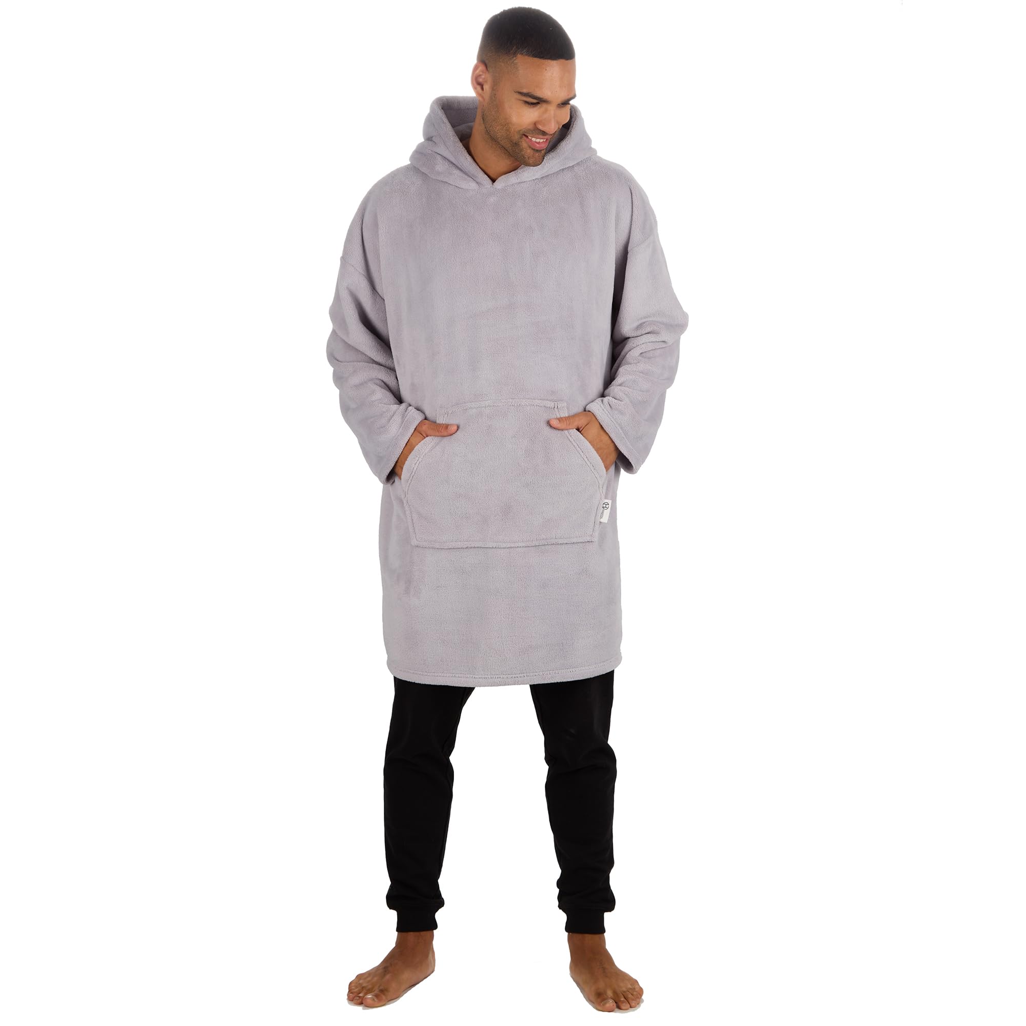 Undercover Unisex Adults - Grey Adults Plain Oversized Fleece Hoodie 34B2034 Grey