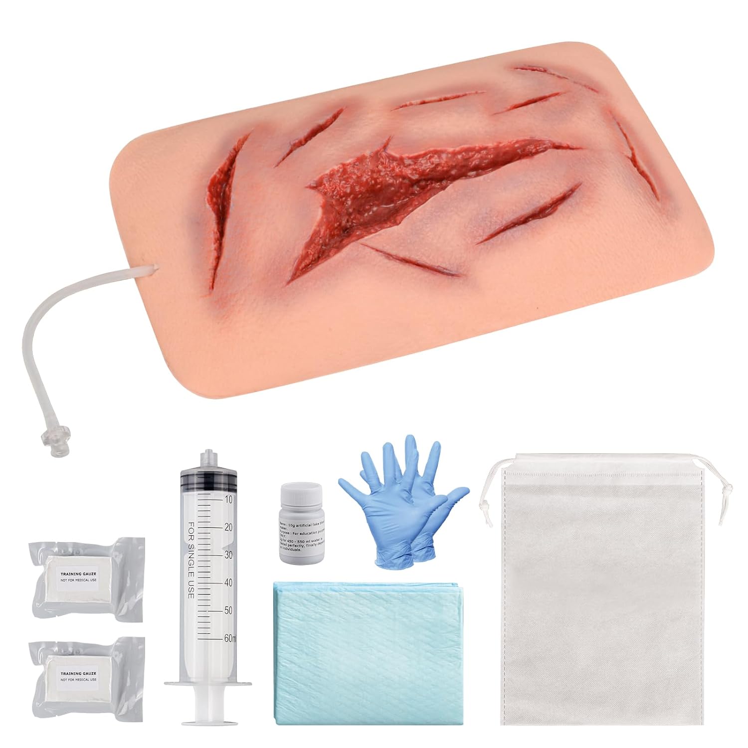 Large Laceration Wound Simulator with Bleeding Function, Wound Packing Task Trainer for Medical Education Stop the Bleed Training