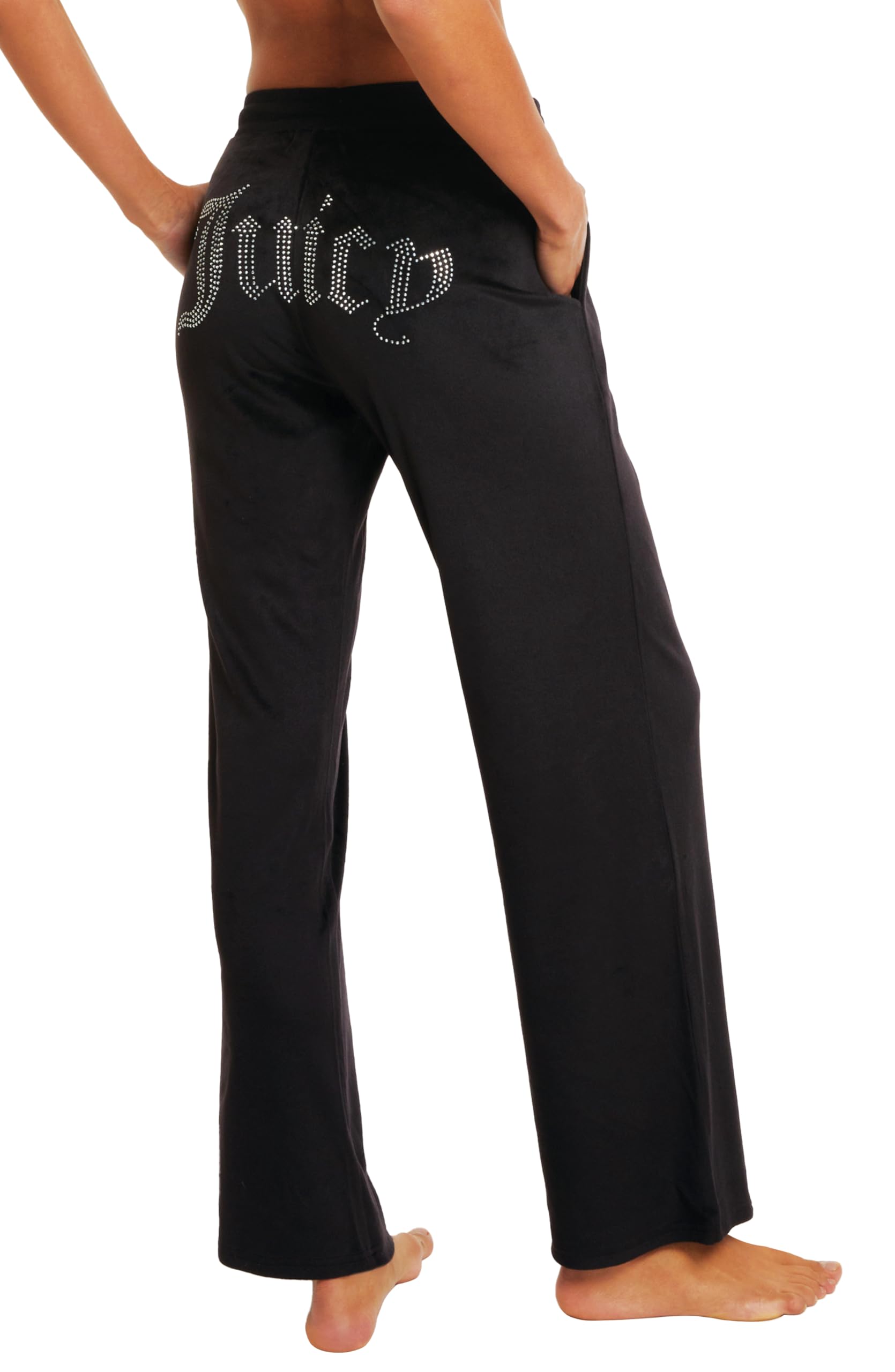 Juicy Couture Women's Velvet Fleece Lounge Pajama Pant with Rhinestones