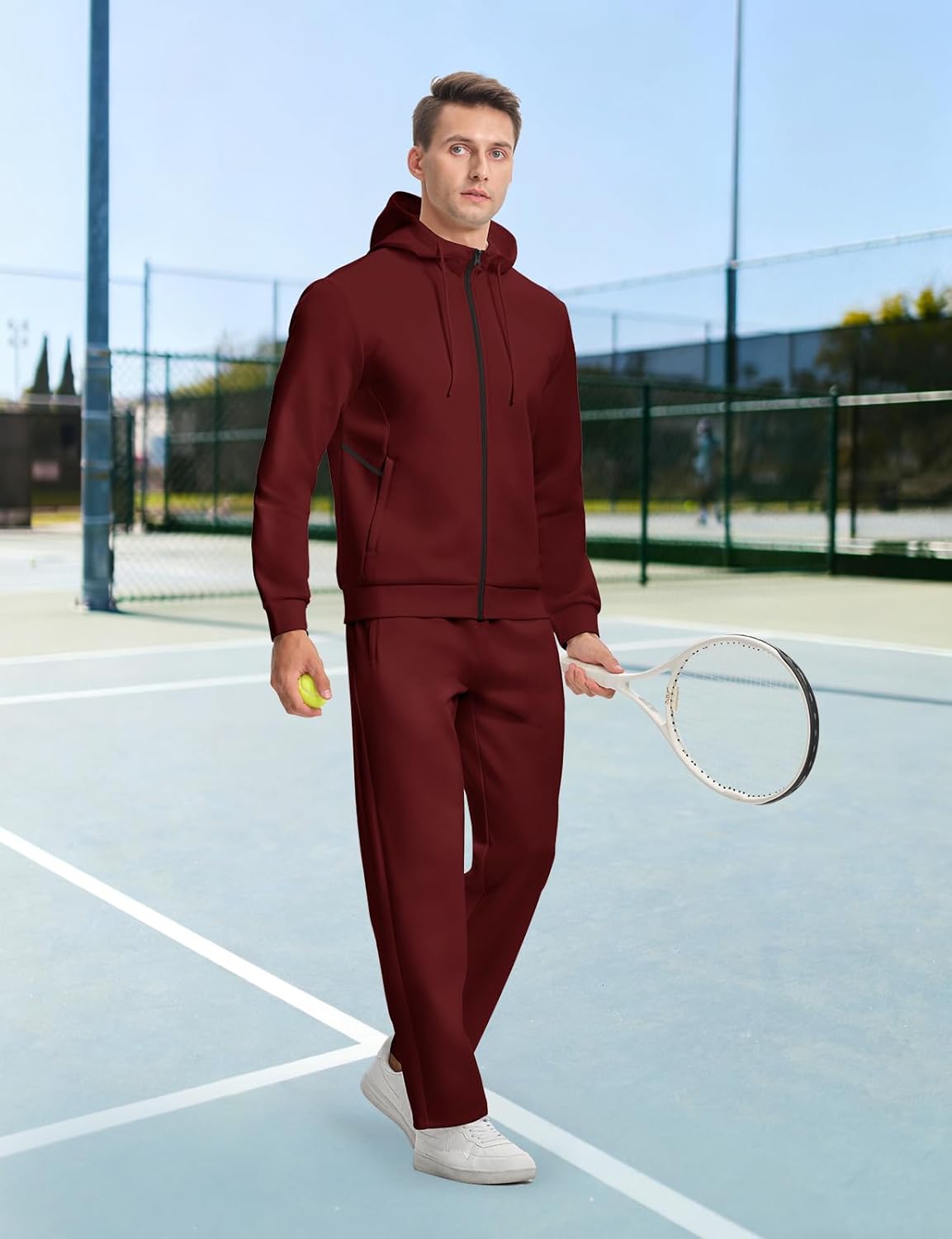 Rdruko Men's Track Suits Sweatsuits Hooded 2 Piece Set Full Zip Running Jogging Sweat Track Suit with Zipper Pockets - Image 7