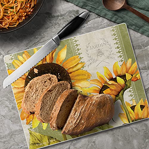 Counterart Sunflowers In Bloom Decorative 3Mm Heat Tolerant Tempered Glass Cutting Board 10” X 8” Manufactured In The Usa Dishwasher Safe #TOP5