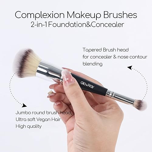 Miniatura 3 de Brocha de maquillaje de doble punta para base y corrector de primera calidad, perfecta para líquidos impecables, crema, polvo, mezcla de maquillaje,