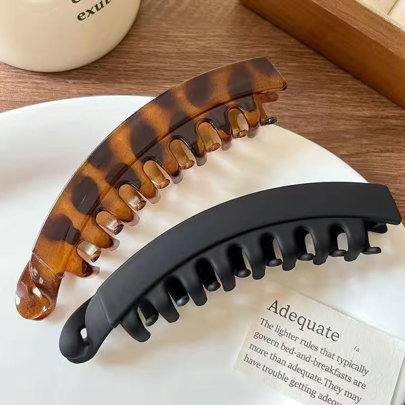 2 pinzas de plátano negras y tortas, pinzas para el cabello estilo retro de los años 80 para mujer, seguras y duraderas, sin arrugas, pinzas de