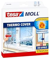 tesa INSULATION Fenster-Isolierfolie - transparente Thermofolie zur Wärmedämmung an Fenstern - inklusive praktischer Klebelösung - 1,7 m x 1,5 m