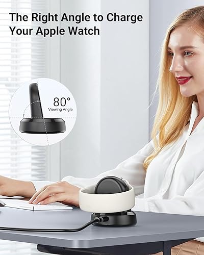 Miniatura 7 de Soporte de cargador mejorado para Apple Watch, estación de carga rápida inalámbrica con cable USB C, fuerte atracción magnética compatible con Apple