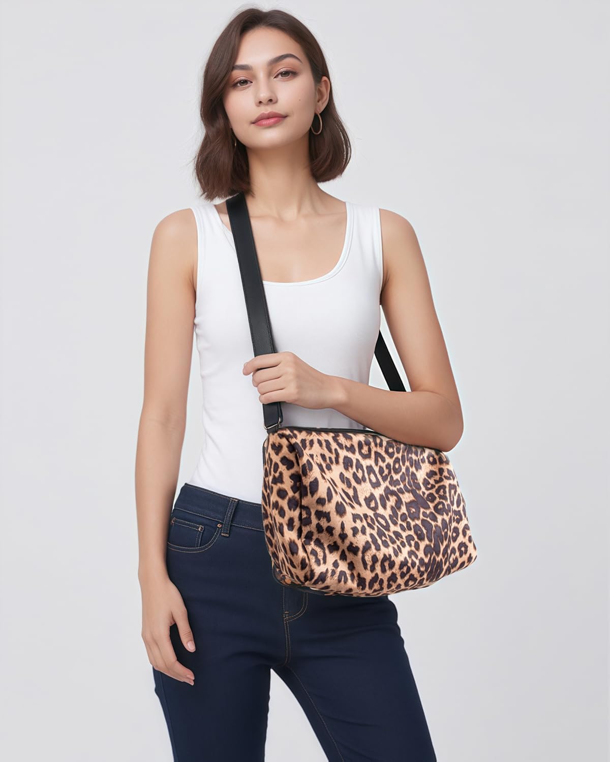 Leopard Shoulder Bag Soft & Lightweight Large Tote Purse Handbag Travel Satchel Gift for Women