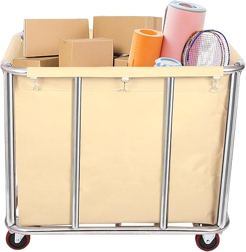 Miniatura 6 de Laundry Cart for CommercialHome,12 Bushels Heavy Duty Large Stainless Steel Rolling Laundry Basket with Wheelsfor LaundryToysSundries Organizer and