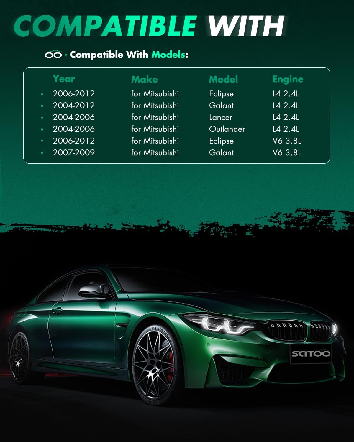 SCITOO Ignition Coils fit for Mitsubishi Outlander 2.4L 2004-2006 for Mitsubishi Galant 2.4L 2004-2012 for Mitsubishi Eclipse 3.8L/2.4L 2006-2012 UF532 4pcs Ignition Coils