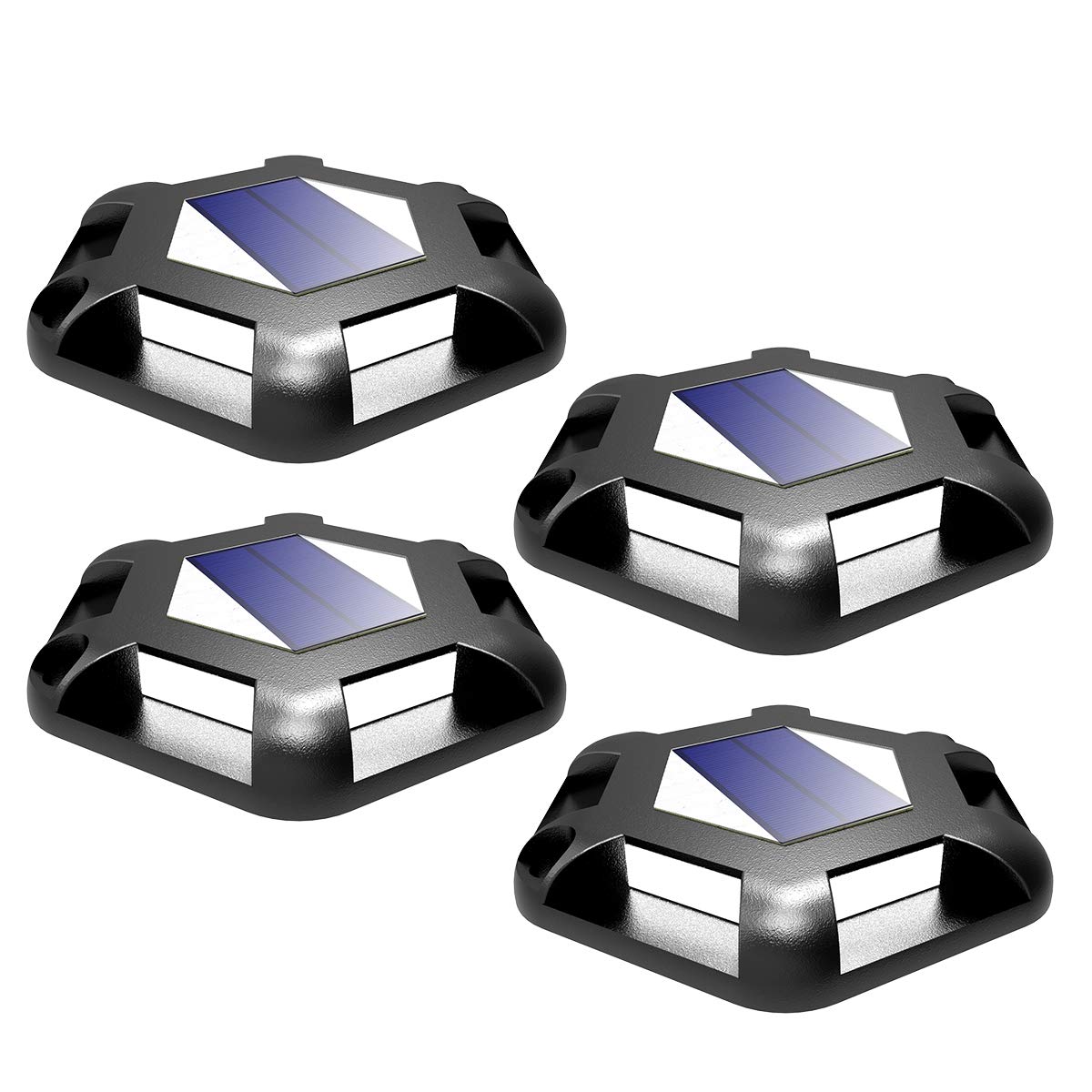 Solar Deck Lights, Dusk Till Dawn Outdoor Lights Solar Power, Cool White Ground Lights, IP65 Waterproof Decking Lighting, LED Outdoor Path Light for Garden Lawn Pond Pathway Step 4Pack