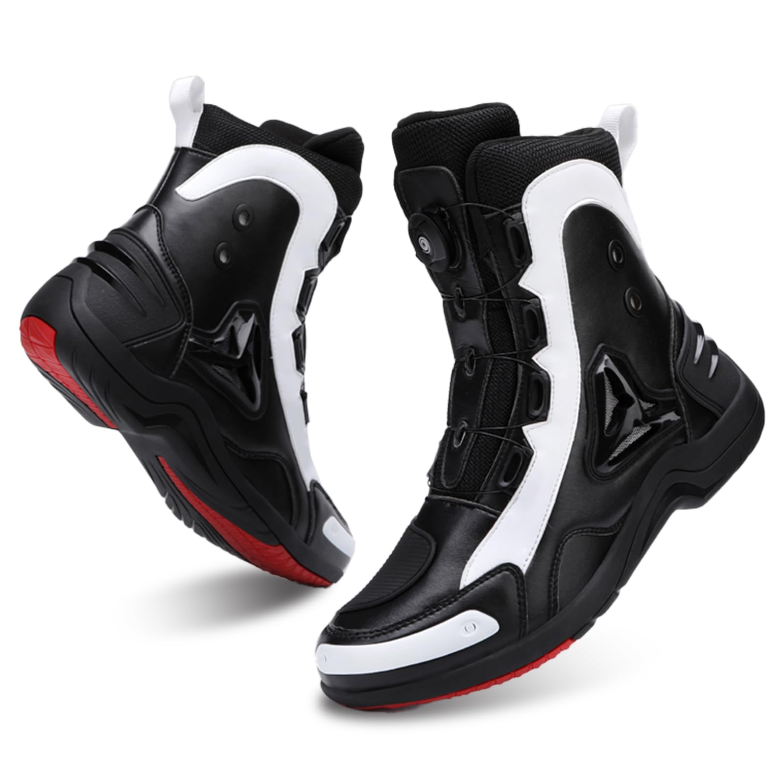 Scarpe Moto Uomo, Stivali Scarpe Moto Motocross Casual Strada Traspiranti Antiscivolo con Cerniera Laterale, Supporto per La Caviglia