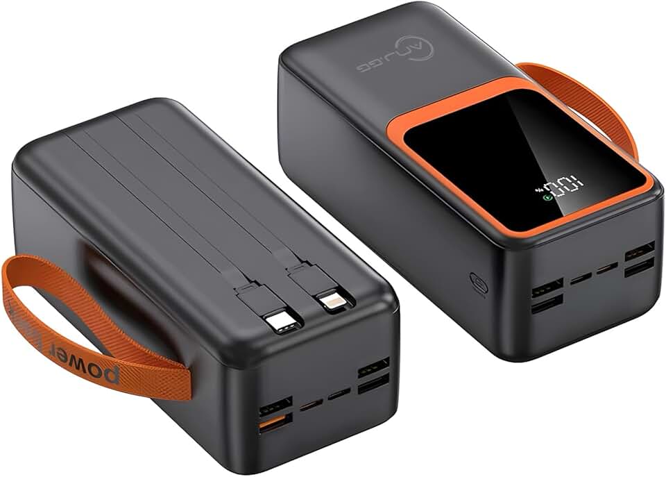 Carregador de Alta Autonomia 50000mah Conexão Digital Turbo PD para Viagens e Camping Fonte de Energia Portátil Turbo 22.5W PD Ultra Capacidade Multidispositivo (Preto)