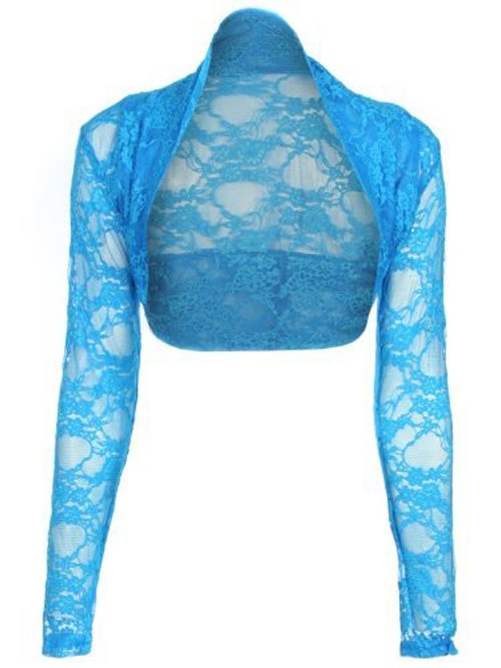 Divadames Womens Cropped Lace Shrug Ladies Bolero Turquoise Size S/M (UK 8-12)