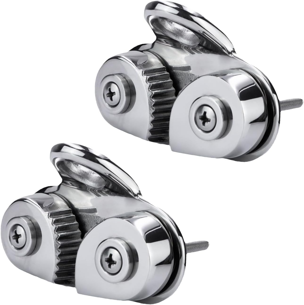 2 Pcs Stainless Steel Cam Cleat, Rust Proof Leading Ring Fairlead for Sailboat Kayak Canoe Dinghy, Fit 3 to 15mm Rope