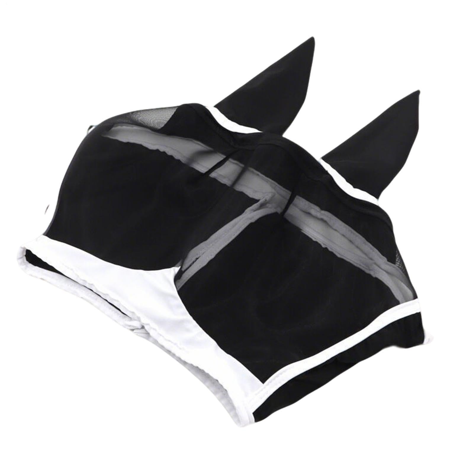 Masque Anti-moustiques pour Chevaux - Filet Respirant en avec Protection UV,Couvre-tête Demi-Visage avec Oreilles et Bandeau élastique - pour Bétail Vache Ferme Campagne Toutes Saisons