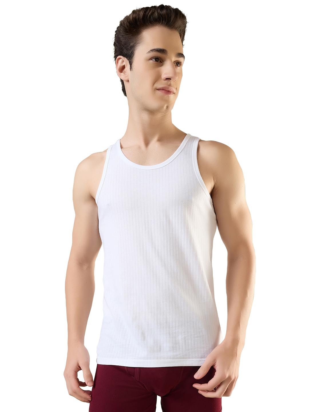 park avenue Men Body fit Solid Pattern Pure Cotton Vest Pack of 2-picture-12