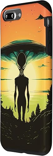 Vista 20 de iPhone 14 Pro Cute Green Alien Head UFO Space Face Alien Case