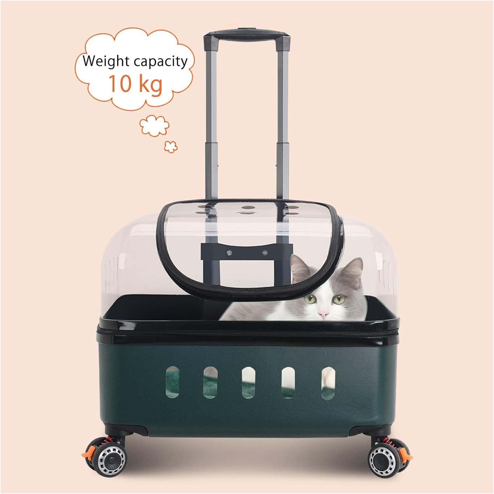 Maleta con Ruedas para Gatos, Cochecito RíGido para Gatos, Transportines RíGidos para Gatos con Asa TelescóPica, Cochecito para Mascotas para Perros PequeñOs
