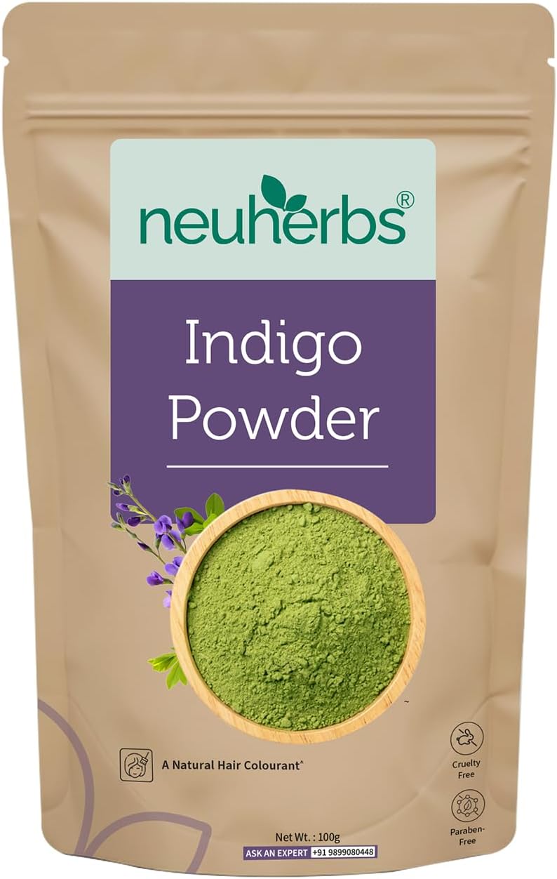 Neuherbs Indigo Powder 100g For Hair Colouring & Hair Growth | Natural Hair Color For Black Hair | 100% Pure & Natural With No Artificial Color or Additives