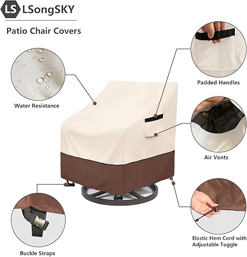 Miniatura 22 de Funda para mesa auxiliar para exteriores, impermeable, rectangular, para patio, pequeña, 36 x 24 x 16 pulgadas, fundas rectangulares impermeables