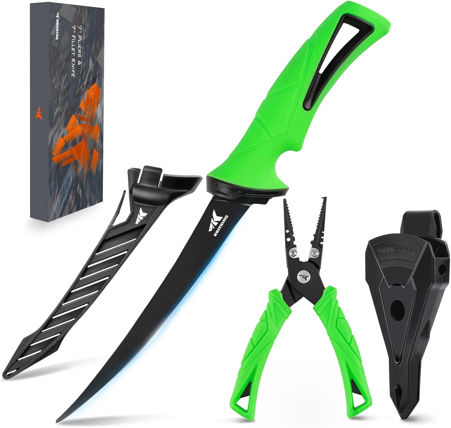 KastKing Fishing Pliers and Fillet Knife, 420 Stainless Steel Fishing Pliers,Corrosion-Resistant Coated Fillet Knife, Multi-Function Fishing Tools, Saltwater Fishing Gear, Fishing Gifts for Men