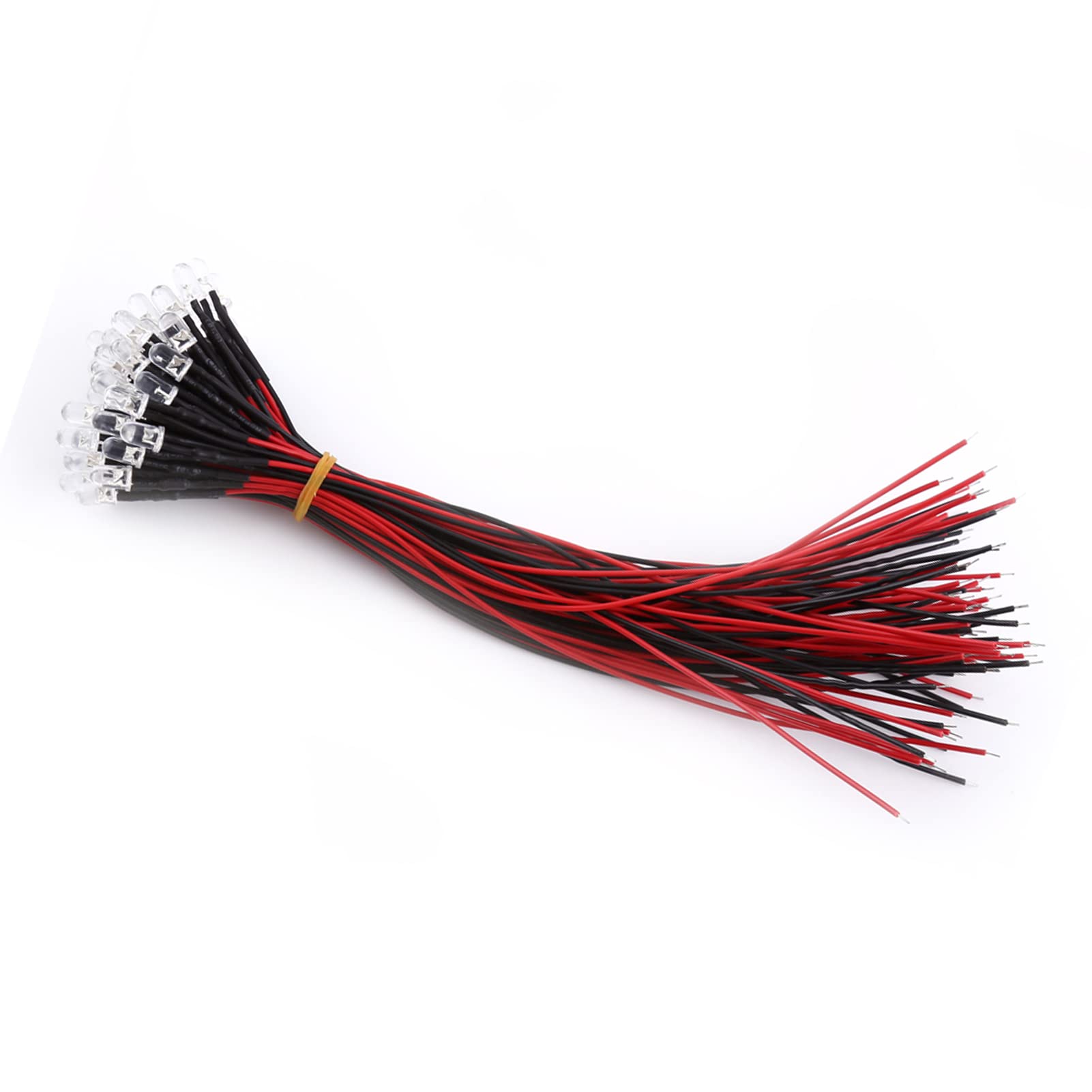 50pcs Super Bright PreWired Diodes Water Clear LED Light Emitting Diodes Water Clear LED Diodes White Red Blue Green Light PreWired Diffused LED Diodes Light Low Power (5mm)