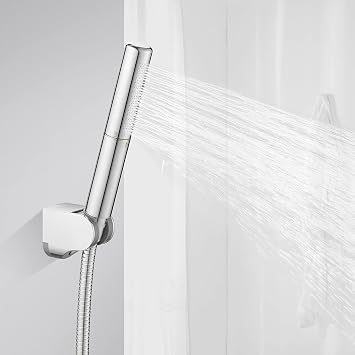 BESy 2-in-1 Water Saving Handheld Shower Head, High-Pressure Water-Saving Brass with 7 Inch Large Head, 59 Inch Hose and Bracket, Universal Powerful Bathroom Shower Head Set, Chrome Finish