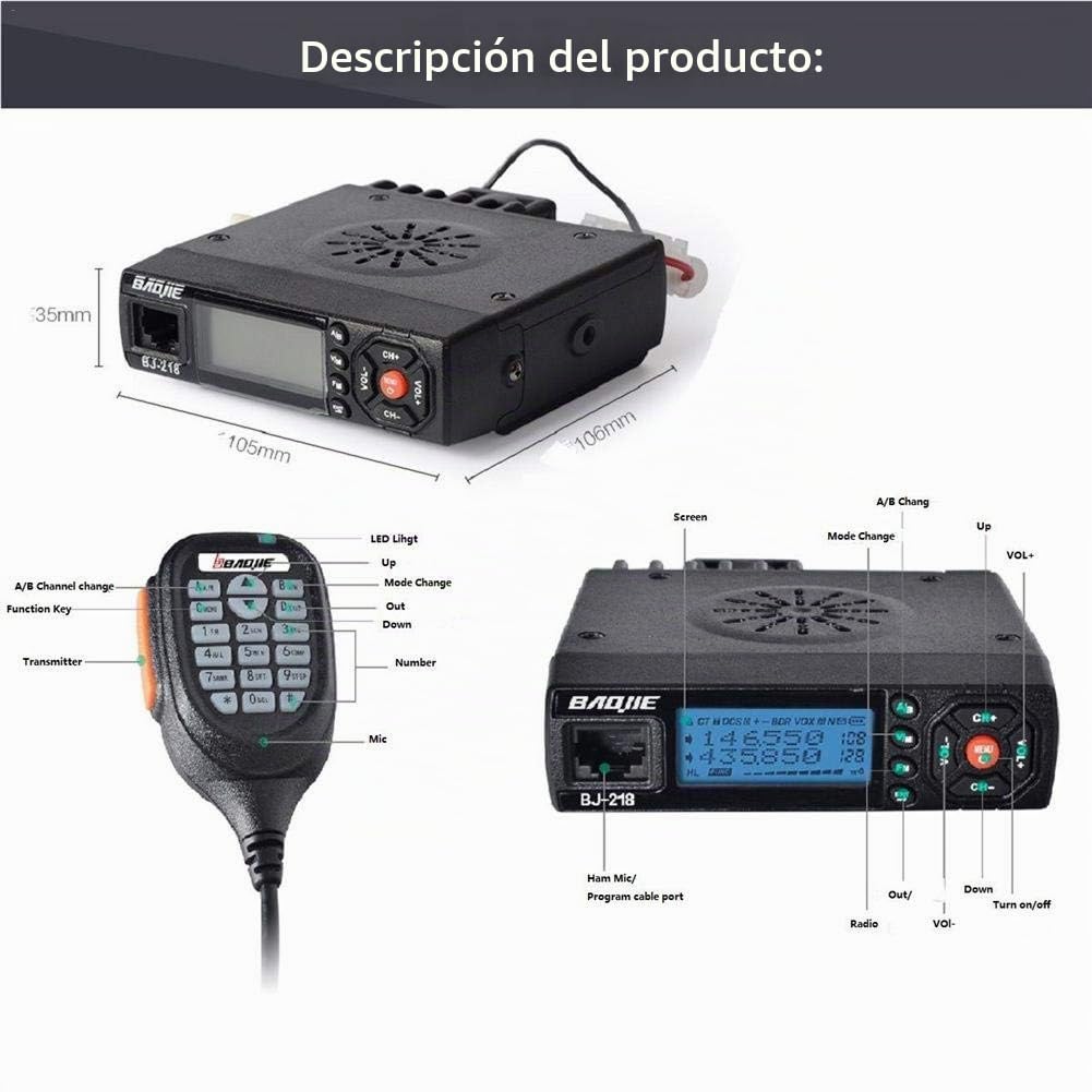 218 VHF/UHF Dual Banda Coche móvil Interphone del Coche Vehículo Transceptor con Programable por PC Largo Alcance Pantalla LCD 200 Canales 136-174/400-470MHZ 25W