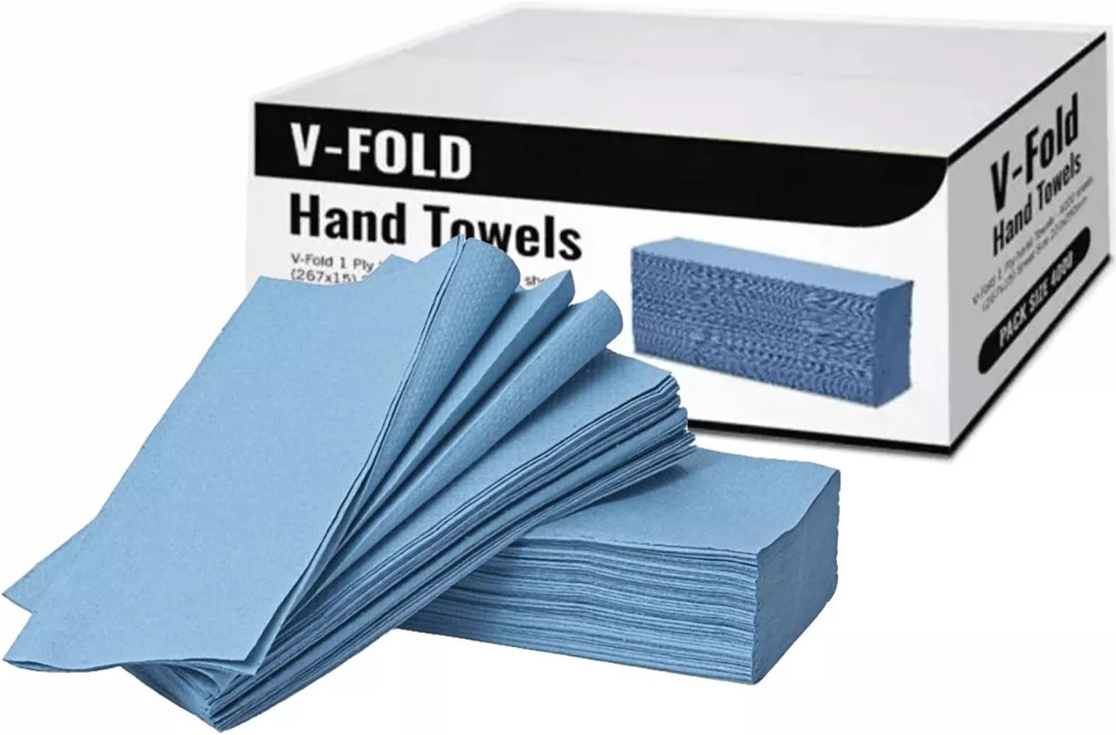 A406 V Fold Interfold Paper Hand Towels Tissue Blue 1 Ply Z Fold Qty 4000