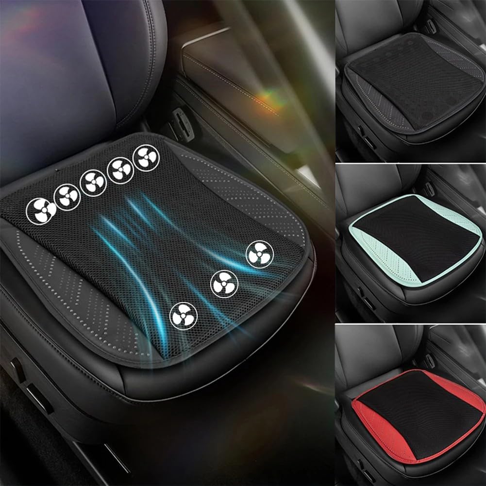 Funda de asiento de aire de refrigeración ventilada de seda de hielo 3D de doble capa, cojín de asiento de coche portátil transpirable, cojín de asiento de coche, para la mayoría de los automóviles