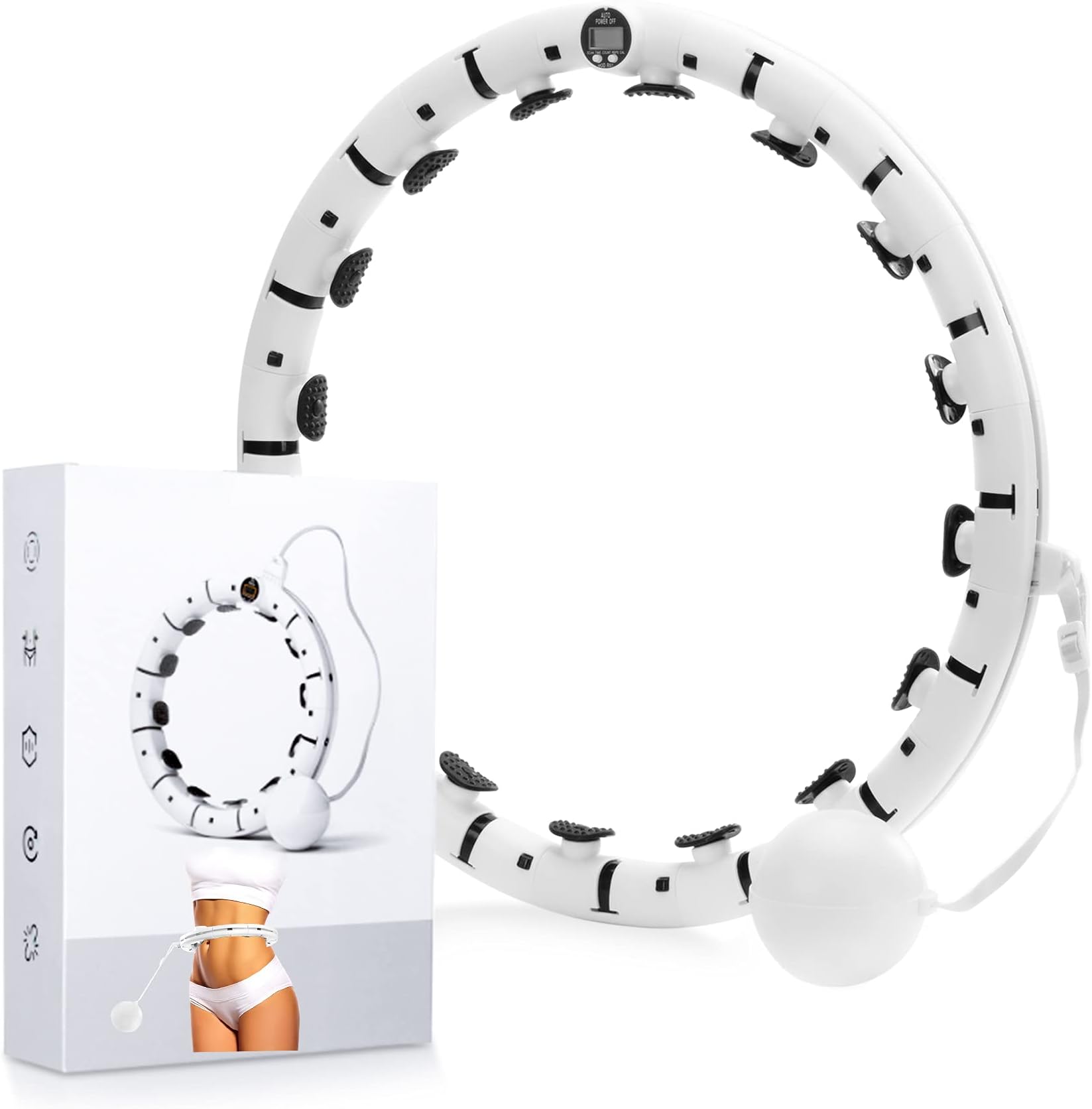 BeezyPeeps Smart Weighted Hula Hoop - Calorie Counter - WEIGHT LOSS Magnetic Therapy Exercise with Rotating Ball Abdominal Massage for Women, Men and Children Only 30 Minutes Hoola Hoop Workout Adjustable Size