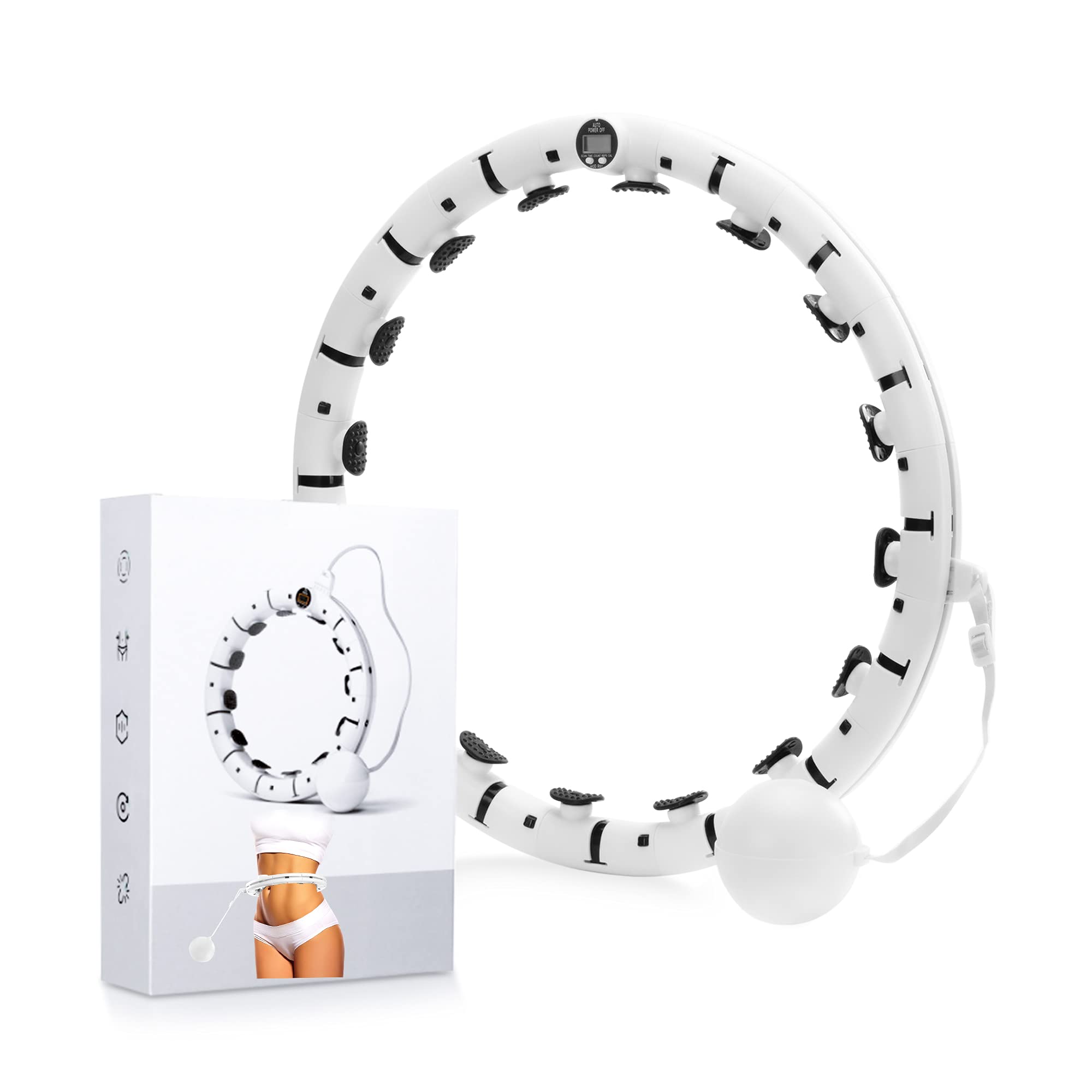 BeezyPeeps Smart Weighted Hula Hoop - Calorie Counter - WEIGHT LOSS Magnetic Therapy Exercise with Rotating Ball Abdominal Massage for Women, Men and Children Only 30 Minutes Hoola Hoop Workout Adjustable Size