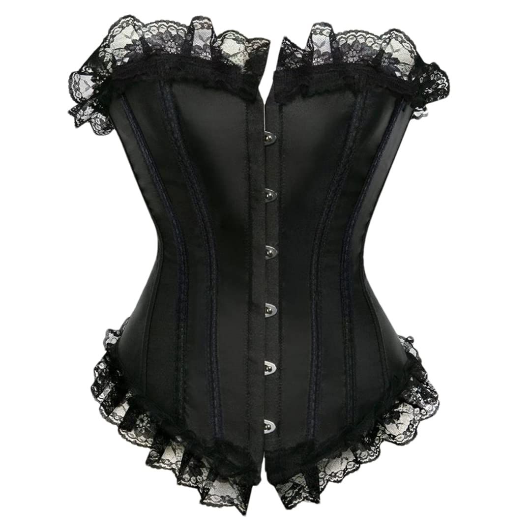 Women Bustier Top Vintage Lace Gothic Burlesque Corsets Red