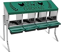 TGEYD 4-Hole Galvanized Chicken Nesting Box with Perch - Automatic Egg Collection for 4-16 Chickens
